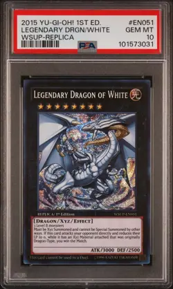 Yugioh PSA 10 GEM Legendary Dragon of White WSUP-EN051 Secret - Image 1