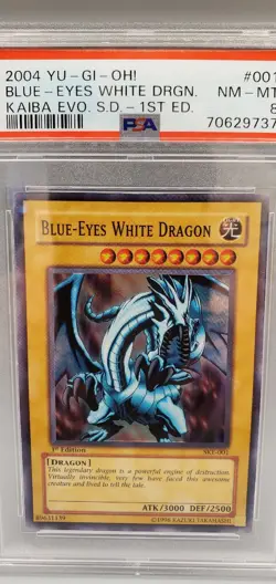 Yugioh PSA 8 NM-MT Blue-Eyes White Dragon SKE-001 1st Edition Super Rare 2004 - Image 3