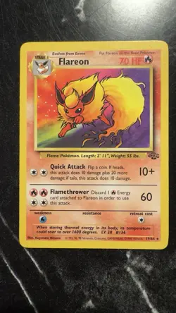 Pokemon TCG Card Flareon 19/64 Jungle Set Non-Holo Rare WOTC Vintage - Image 1