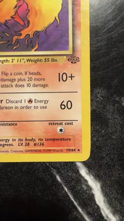 Pokemon TCG Card Flareon 19/64 Jungle Set Non-Holo Rare WOTC Vintage - Image 5