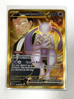 Team Rocket's Mewtwo ex 240/182 Destined Rivals Pokemon Gold Hyper Rare NM - Image 1