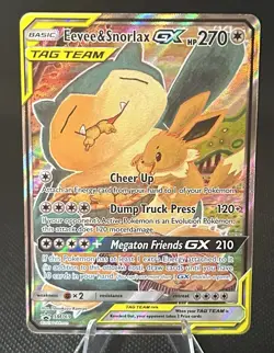 Pokemon TCG Eevee & Snorlax GX SM169 Tag Team Holo Black Star Promo NM - Image 1