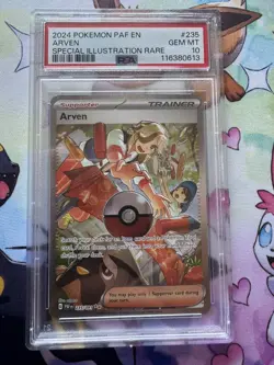 2024 Pokemon Paldean Fates Arven Full Art SIR Holo Trainer #235 PSA 10 Gem Mint! - Image 1