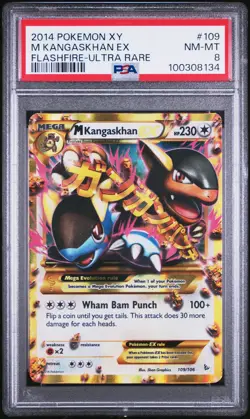 2014 POKEMON XY FLASHFIRE ULTRA RARE #109 M KANGASKHAN EX PSA 8 - Image 1