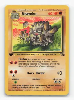 Pokemon TCG - Graveler 37/62 Moderately Played Uncommon Fossil 1st Edition - Image 1