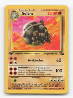 Pokemon TCG - Golem 36/62 Moderately Played Uncommon Fossil 1st Edition - Image 1