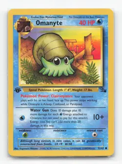 Pokemon TCG - Omanyte 52/62 Moderately Played Common Fossil 1st Edition - Image 1