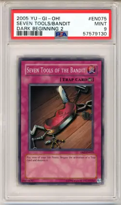 YUGIOH DB2-EN075 SEVEN TOOLS OF THE BANDIT SUPER RARE PSA 9 MINT #57579130 - Image 1