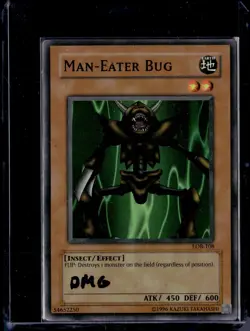 Yugioh Man-Eater Bug LOB-108 Unlimited Super Rare Holo (1996) DMG / Yugioh TCG - Image 1