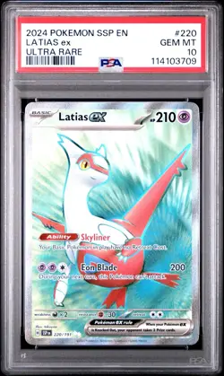 2024 Pokemon Surging Sparks Latias EX #220 Ultra Rare PSA 10 Card GEM MINT - Image 1