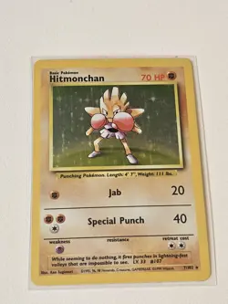 Pokemon Hitmonchan Base Set Holo Rare 70 HP 7/102 Wizards of the Coast Card - Image 1