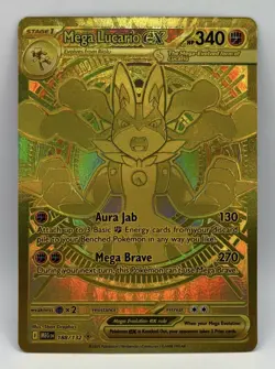 Mega Lucario ex 188/132 Hyper Rare Gold Mega Evolution Pokemon TCG 10 Contender - Image 1