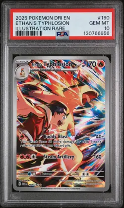 2025 POKEMON DRI EN-DESTINED RIVALS ILLUSTRATION RARE ETHAN'S TYPHLOSION PSA 10 - Image 1