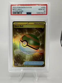 Pokemon TCG Nest Ball Scarlet & Violet Trainer Gold Hyper Rare 255/198 PSA 10 - Image 1