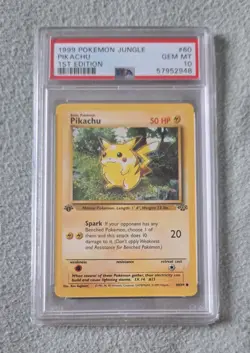 Pikachu 1st Edition Jungle 60/64 PSA 10 Gem Mint Pokemon Card 1999 Vintage - Image 1