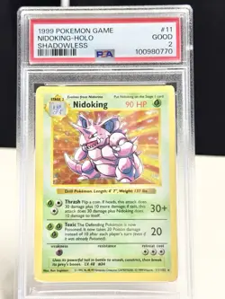 1999 Pokemon Base Set Shadowless Shadowless #11 Nidoking-Holo PSA 2 - Image 1