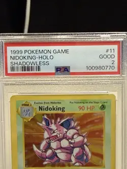 1999 Pokemon Base Set Shadowless Shadowless #11 Nidoking-Holo PSA 2 - Image 3
