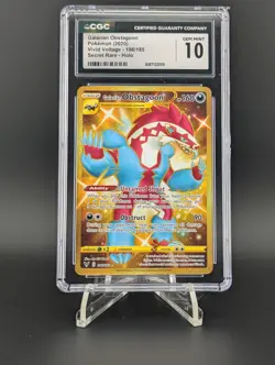CGC 10 Galarian Obstagoon 198/185 Secret Rare Pokemon Vivid Voltage Holo - Image 1