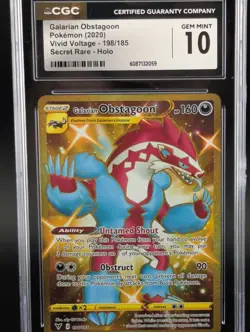 CGC 10 Galarian Obstagoon 198/185 Secret Rare Pokemon Vivid Voltage Holo - Image 5