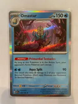 Pokemon TCG Scarlet & Violet 151 [MEW] - Omastar 139/165 Holo Rare NM - Image 1