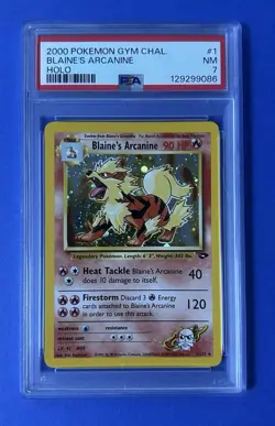 2000 Pokemon Gym Chal Blaine’s Arcanine Holo #1 PSA 7 NM - Image 1