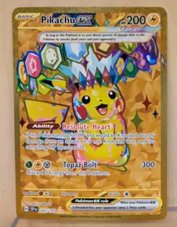2024 Pokemon SV08: Surging Sparks HYPER RARE Pikachu ex #247 - Image 1