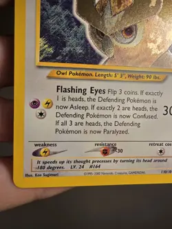 Pokemon 2002 Neo Destiny Shining Noctowl Holo #110 LP - Image 3