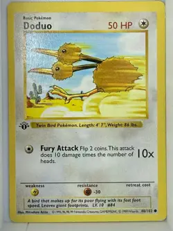 Pokemon Doduo Base Set Shadowless 1st Edition Regular 50 HP 048/102 1999 - Image 1