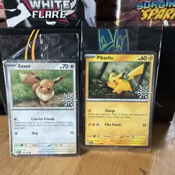 Pokemon TCG Holiday Calendar Pikachu 25/165 & Eevee 133/165 Snowflake Promo - Image 1