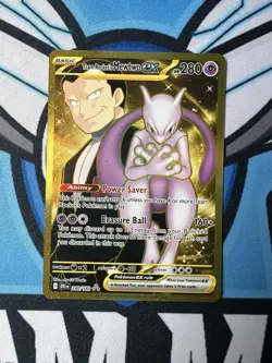 Team Rocket’s Mewtwo ex 240/182 Destined Rivals Gold Rare Pokemon Card - Image 1