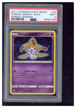 2017 Pokemon Sun & Moon Shining Legends 42 Shining Jirachi-Holo PSA 9 - Image 1