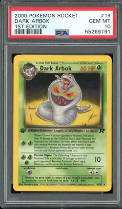 PSA 10 Dark Arbok 1st Edition Team Rocket 19/82 Rare Pokemon Card - Image 1