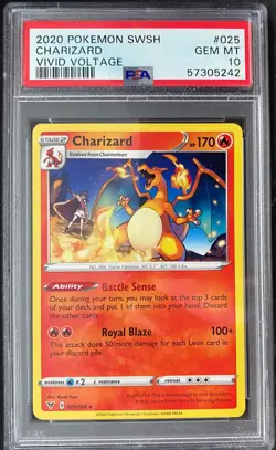 2020 Pokemon Sword Shield 025 Charizard Vivid Voltage PSA 10 - Image 1