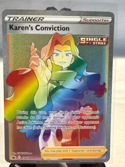 Pokemon Card 2021 Chilling Reign Rainbow Secret Rare Karen's Conviction 216/198 - Image 1