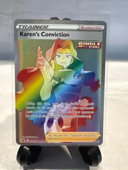 Pokemon Card 2021 Chilling Reign Rainbow Secret Rare Karen's Conviction 216/198 - Image 2