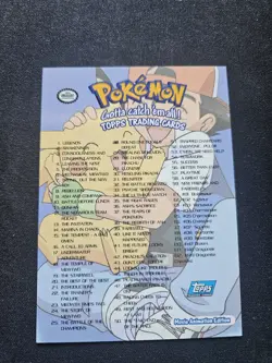 Pokemon Legends Holo CHECKLIST 1999 Topps The First Movie Blue label logo - Image 2