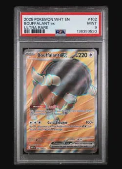 2025 POKEMON WHT EN-WHITE FLARE ULTRA RARE 162 BOUFFALANT EX - PSA 9 - Image 1
