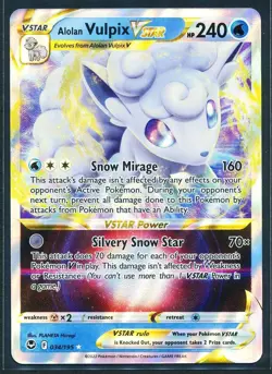Alolan Vulpix VSTAR 034/195 Ultra Rare Pokemon 2022 Silver Tempest NM - Image 1