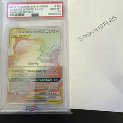 2019 Pokemon S &M Evee & Snorlax GX 191/181 (PSA 10 GEM MT) - Image 1