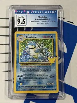 Pokemon TCG: Blastoise Holo 2/102 Celebrations Classic Base Set CGC 9.5 MINT - Image 1
