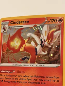 HD SWIRL HOLO 🌀 Cinderace 034/202 Cosmo Sword & Shield Base Promo Pokemon NM-LP - Image 2