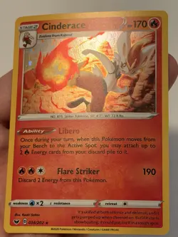 HD SWIRL HOLO 🌀 Cinderace 034/202 Cosmo Sword & Shield Base Promo Pokemon NM-LP - Image 4