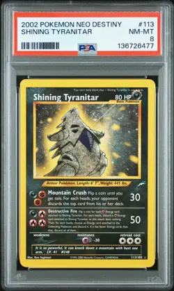 2002 POKEMON NEO DESTINY #113 SHINING TYRANITAR PSA 8 - Image 1