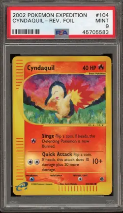 Pokemon Cyndaquil Expedition Reverse Holo #104 PSA 9 Mint - Image 1