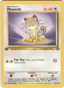 Meowth 56/64 Common Jungle Pokemon LP - Image 1
