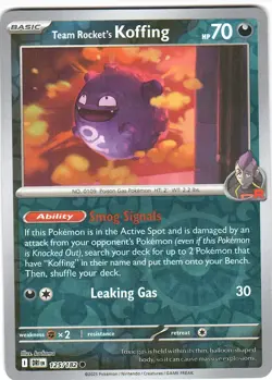 Team Rocket's Koffing 125/182 Reverse Holo C Destined Rivals NM Pokemon - Image 1