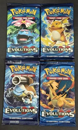 Pokemon TCG 2016 XY Evolutions Booster Pack Lot 4 Artworks Factory Sealed - Image 1