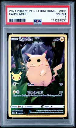 2021 POKEMON CELEBRATIONS #005 FULL ART/PIKACHU PSA 8 - Image 1