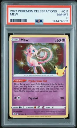 2021 POKEMON CELEBRATIONS #011 MEW PSA 8 - Image 1