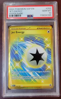 PSA 10 GEM MINT 2024 POKEMON SSP EN-SURGING SPARKS HYPER RARE #252 JET ENERGY - Image 1